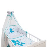 Luxusný set mantinel + obliečky + nebesá kolekcia SEA 135x100 - sivý